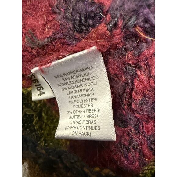 VTG 90's Susan Bristol Womens L Sweater wool Clock Red multicolor oversized - Picture 3 of 5